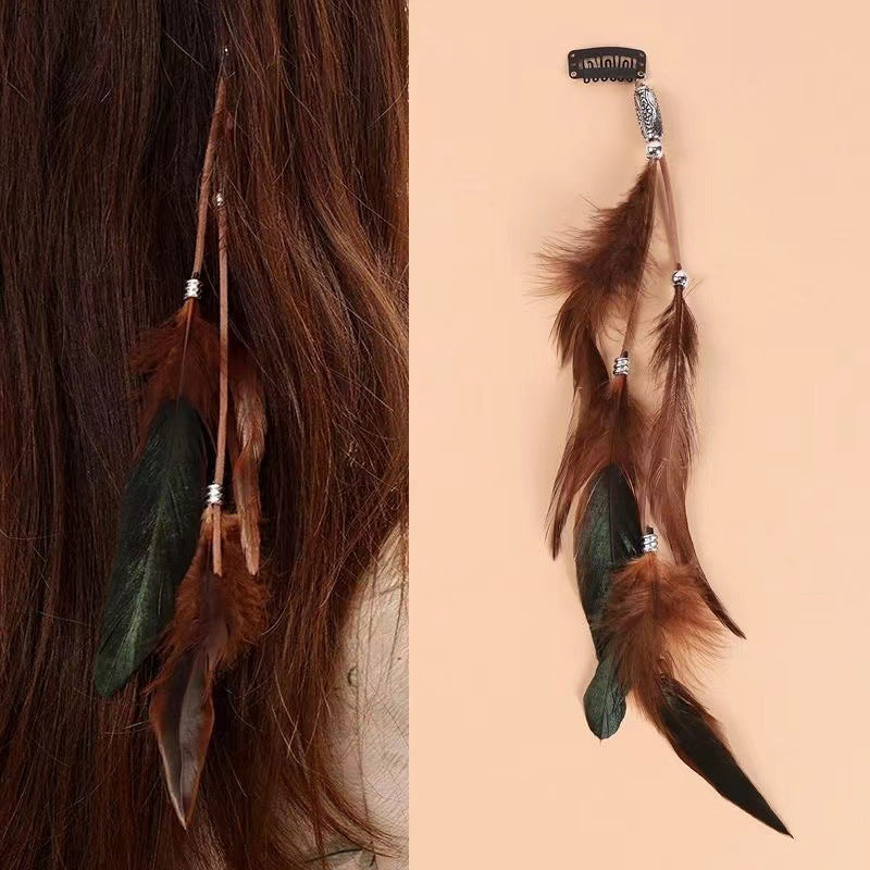 Vintage Bohemian Tassel Feather Hairpin