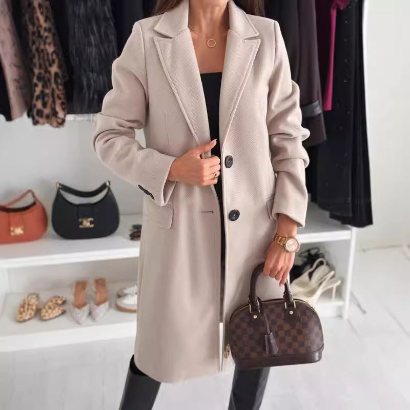 Womens Single-Breasted Wool Coat