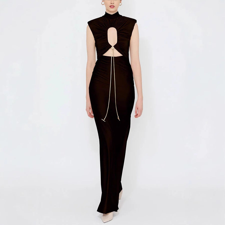 Elegant Halter-Neck Cut Out Slim Dress