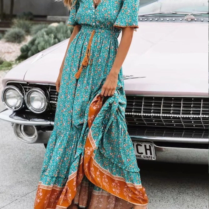 Comfortable High Waist Flowy Summer Dress