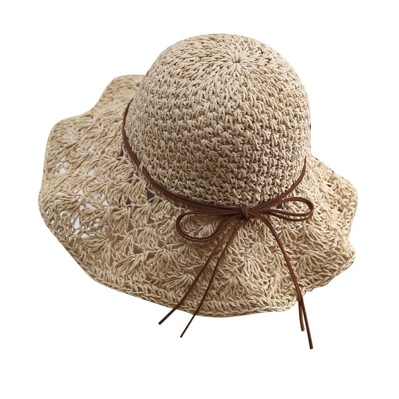 Pretty Hand-Woven Wide Brim Straw Summer Hat