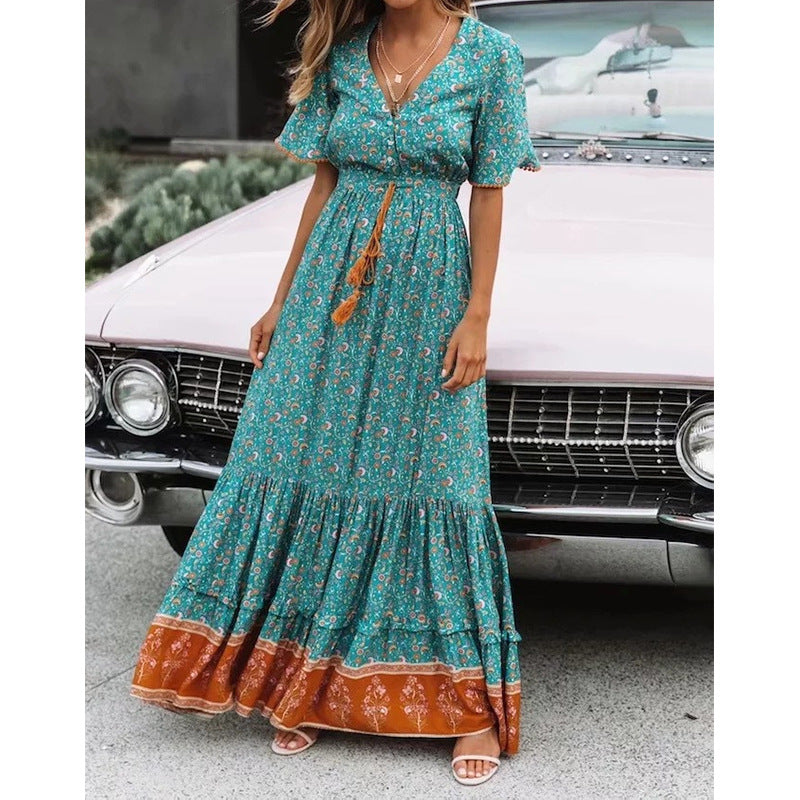 Comfortable High Waist Flowy Summer Dress