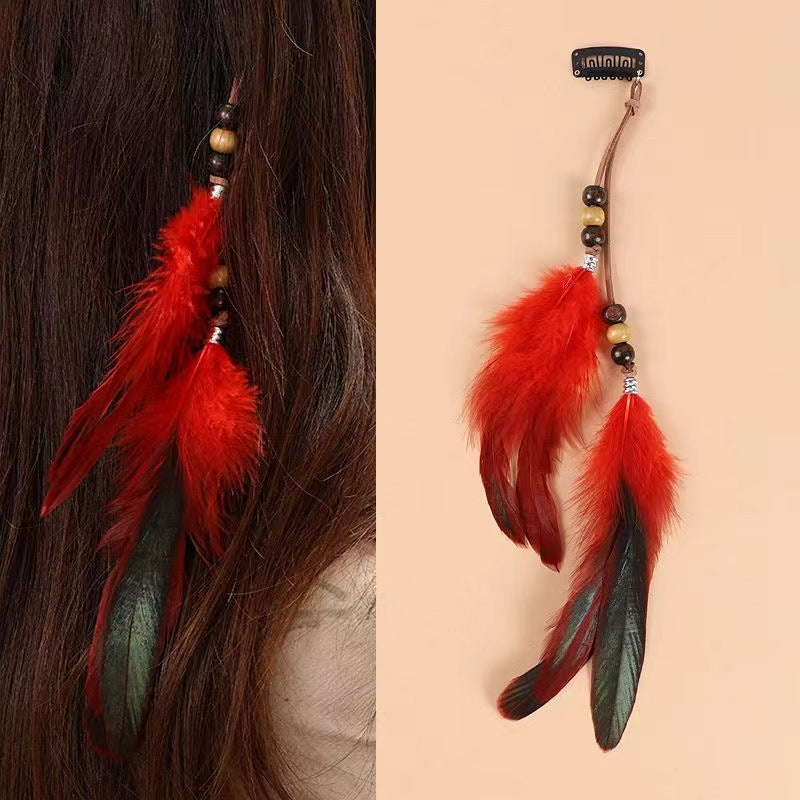 Vintage Bohemian Tassel Feather Hairpin