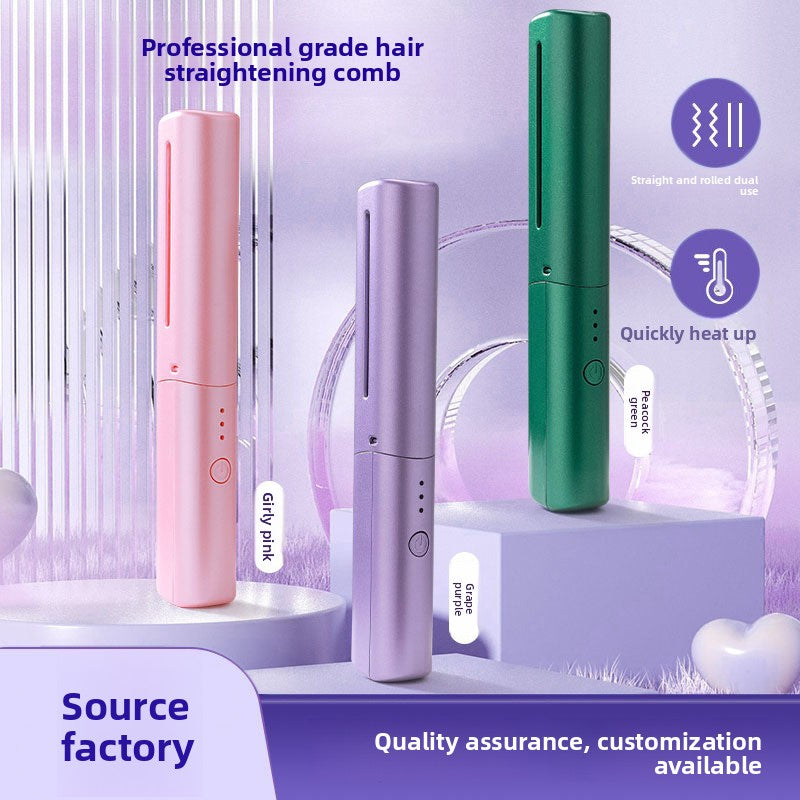 Rechargeable Cordless Lightweight Travel Straightening/Curling Hair Comb