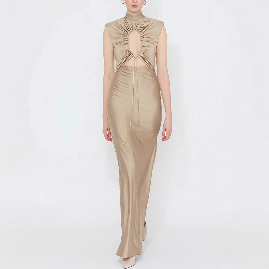 Elegant Halter-Neck Cut Out Slim Dress