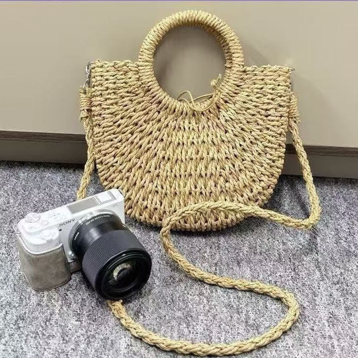 Handwoven Crossbody Straw Bag
