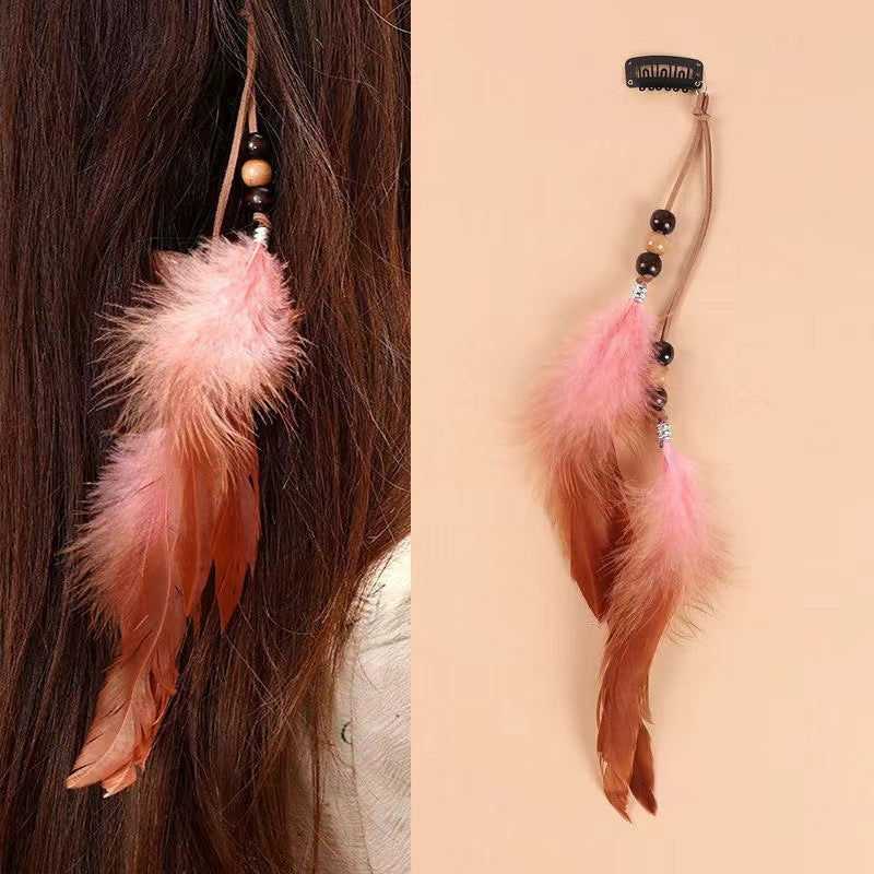 Vintage Bohemian Tassel Feather Hairpin