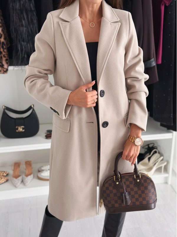 Womens Single-Breasted Wool Coat