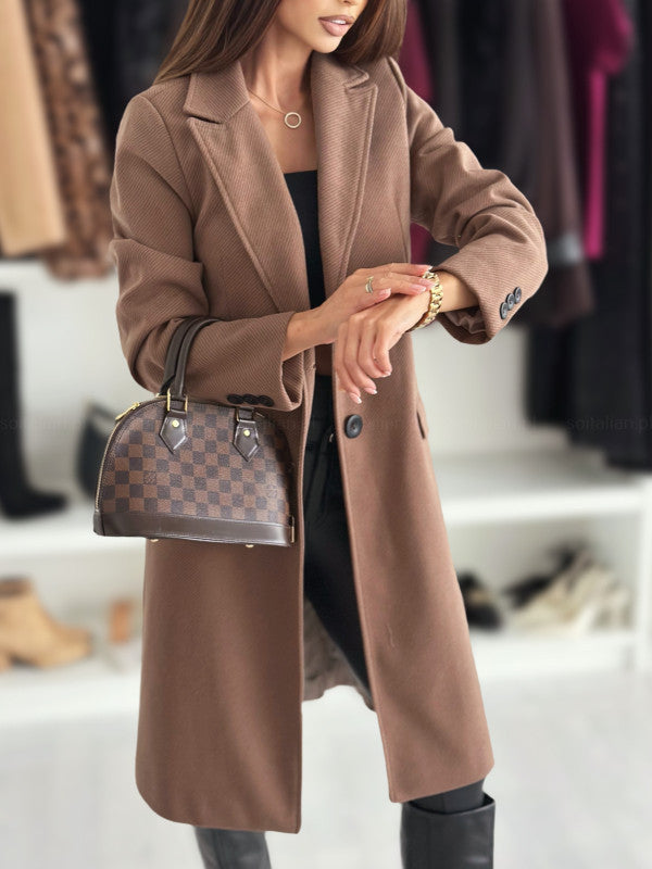 Womens Single-Breasted Wool Coat