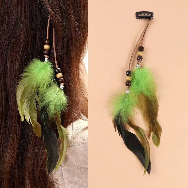 Vintage Bohemian Tassel Feather Hairpin