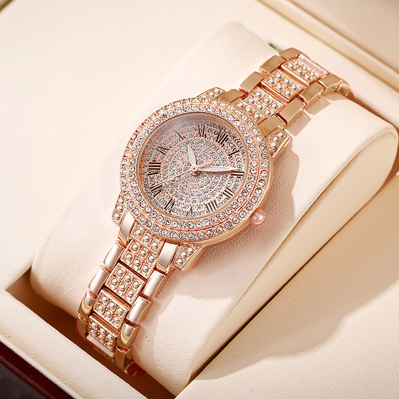 Luxury Rose Gold Diamond Quartz Watch