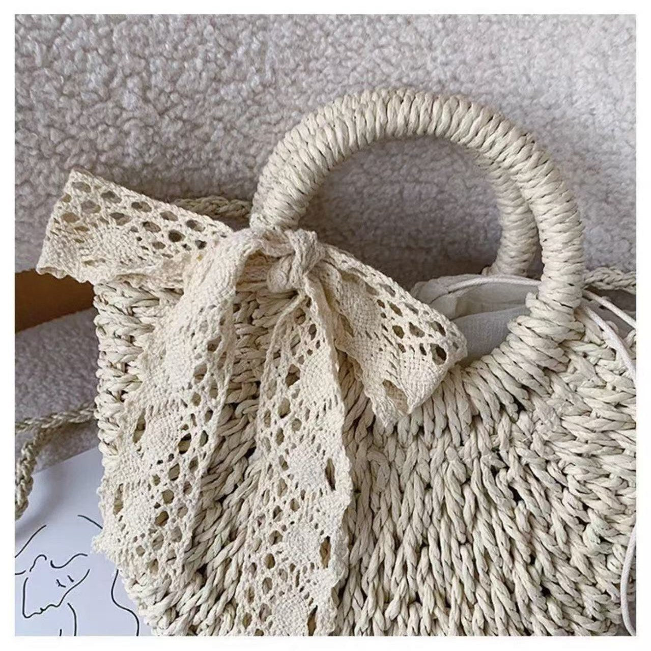 Handwoven Crossbody Straw Bag