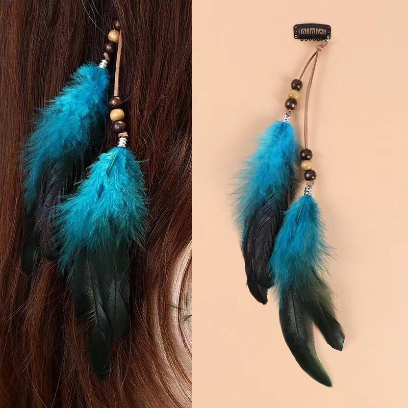 Vintage Bohemian Tassel Feather Hairpin