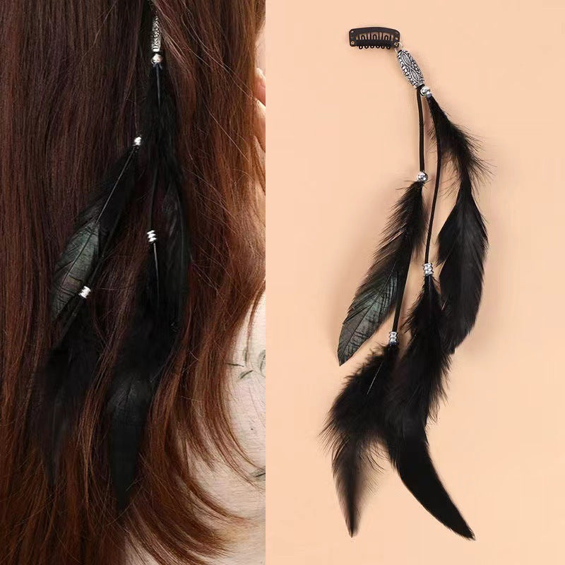 Vintage Bohemian Tassel Feather Hairpin