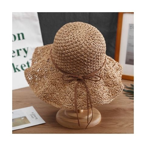Pretty Hand-Woven Wide Brim Straw Summer Hat
