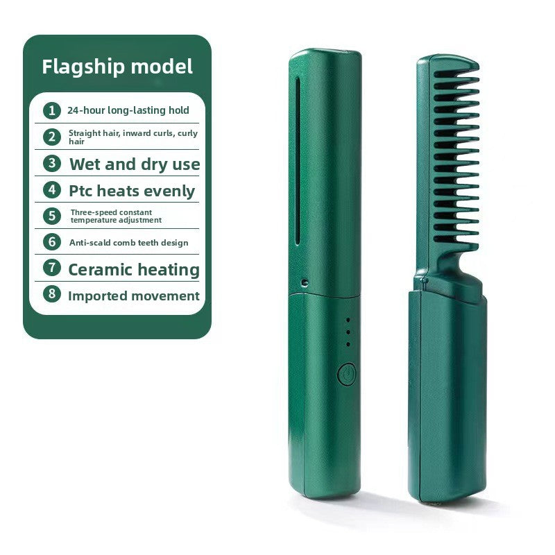Rechargeable Cordless Lightweight Travel Straightening/Curling Hair Comb
