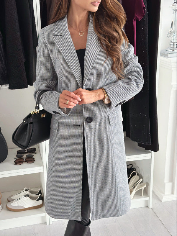 Womens Single-Breasted Wool Coat