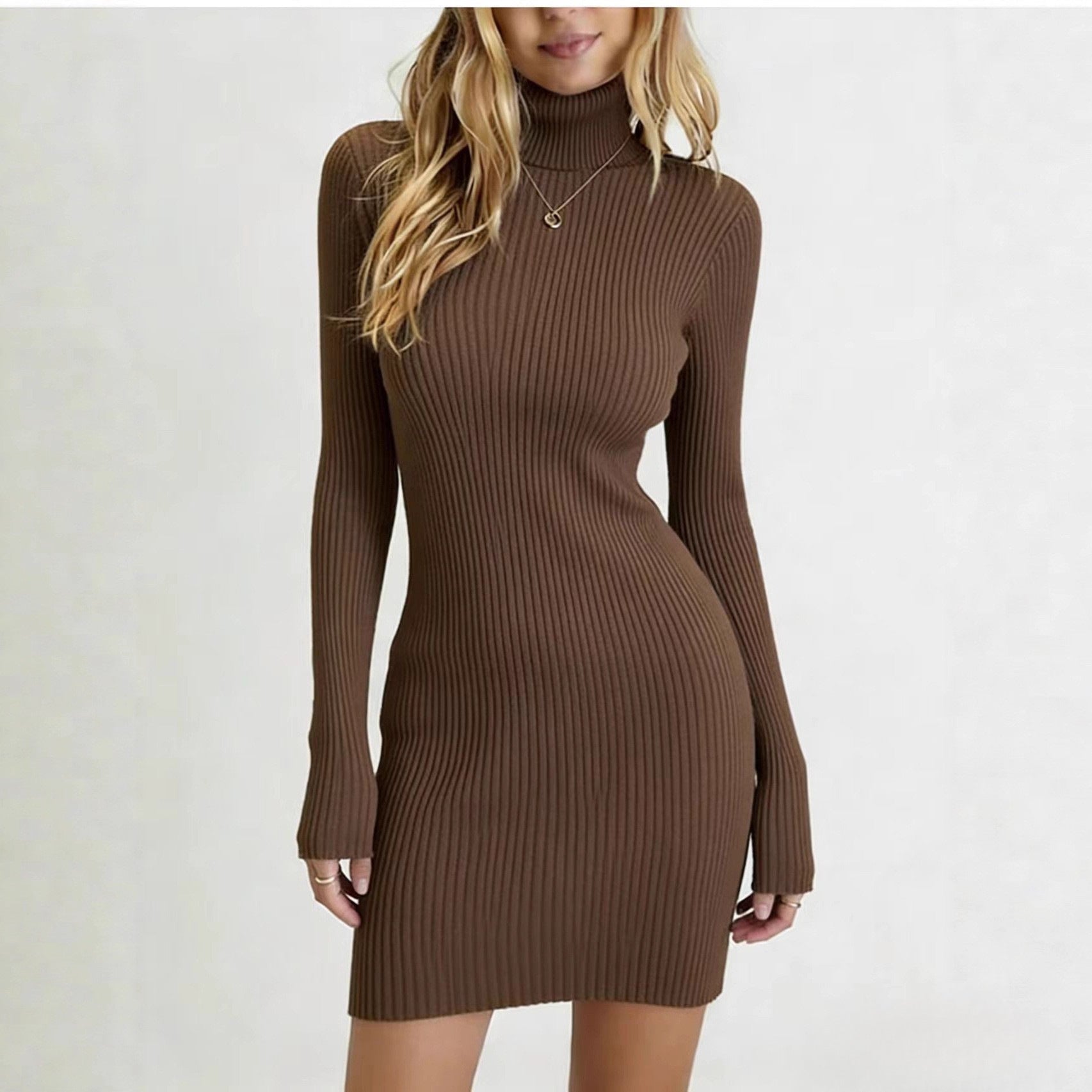 High-Neck knitted Body-Hugging Dress