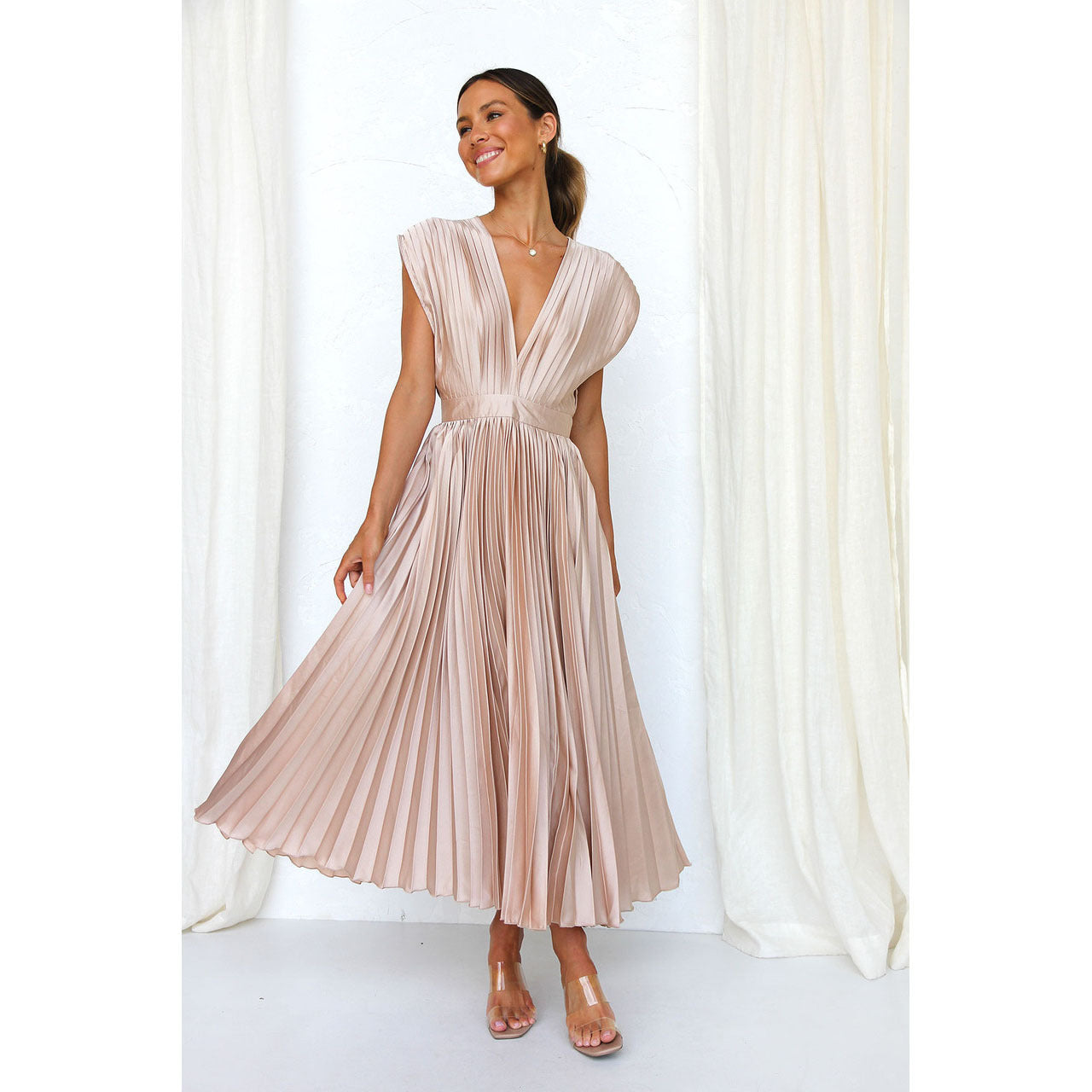 Elegant Pleated Special Occasion Dress